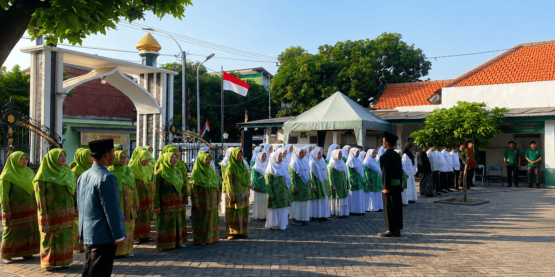 Semangat Kemerdekaan Berkibar di Halaman Masjid Baiturrochman Gunung Anyar Lor